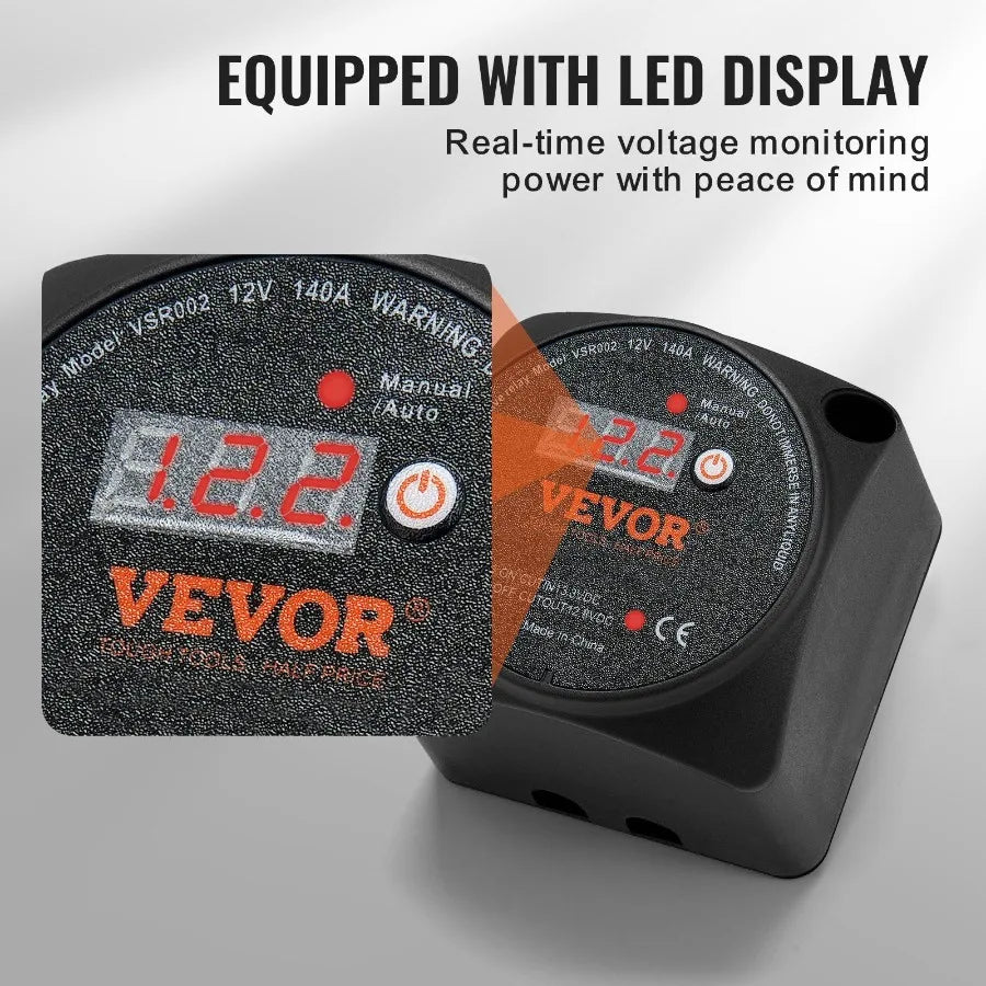 Smart Dual Battery Isolator Kit with LCD Display and Relay