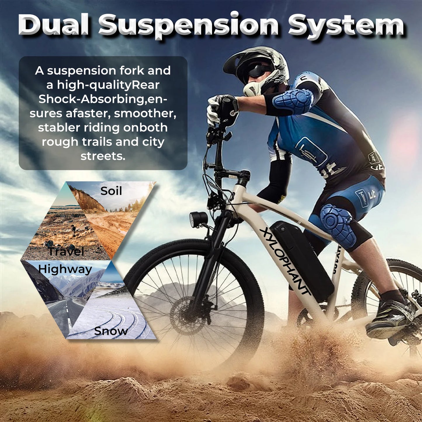 LELEKUAIF Mountain Electric Bike 350W Brushless Motor 360Wh