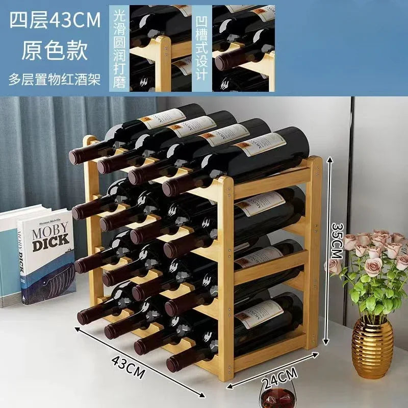 Wooden Wine Rack Display Grid Storage Shelf For Tabletop