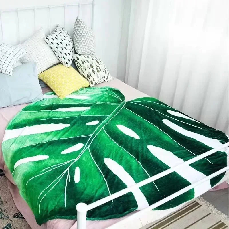 Super Soft Giant Leaf Blanket Gloriosum Plant Design Cozy Home Decor Throw for Bed and Sofa
