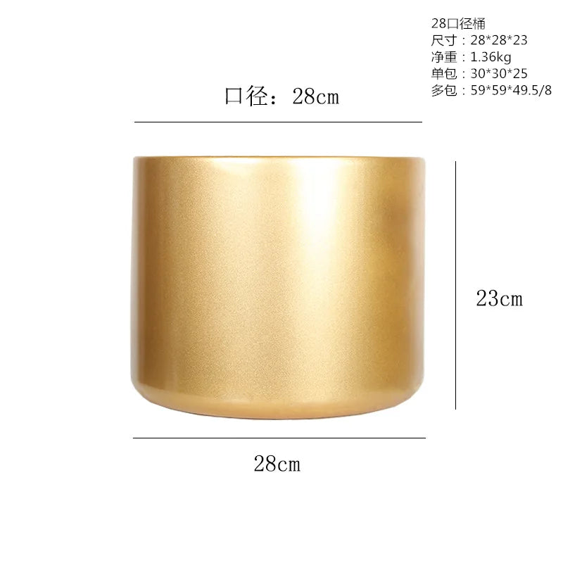 Creative Cylindrical Metal Flower Pot For Home Decoration