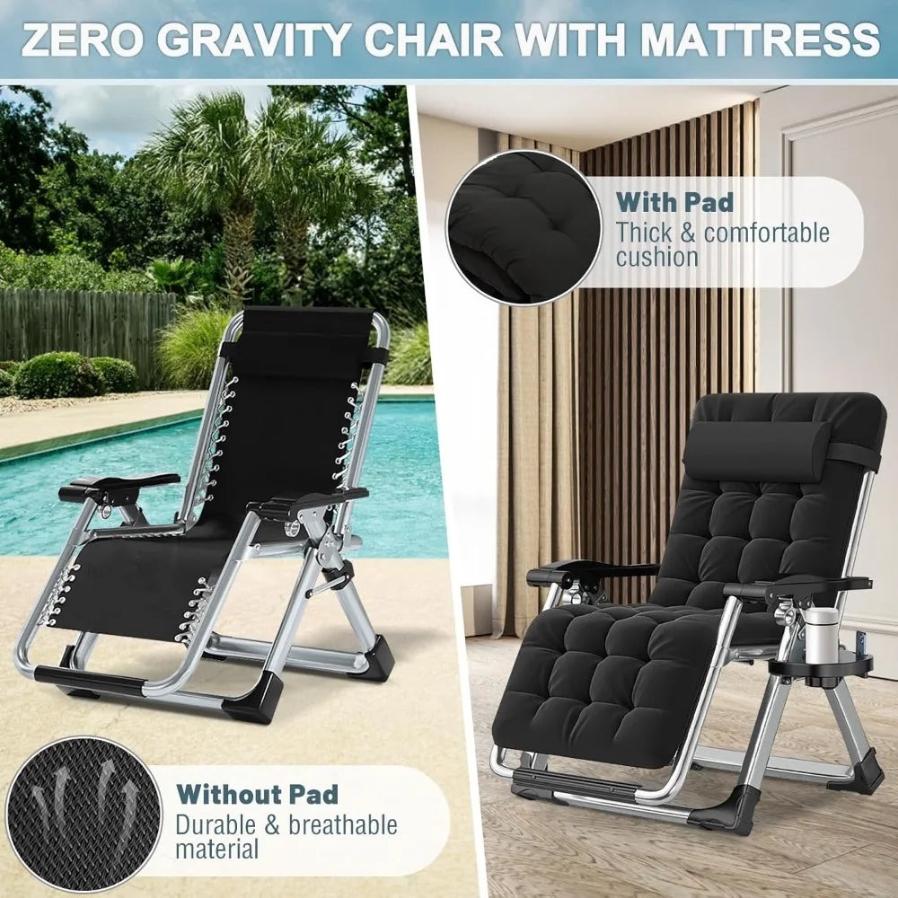 Zero Gravity Outdoor Lounge Chair Pair With Cushions