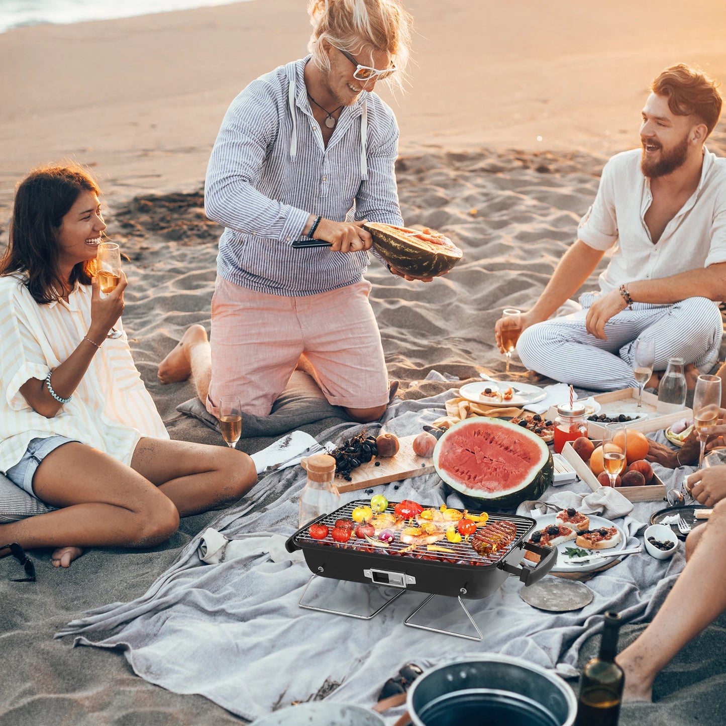 Portable Charcoal Grill for Outdoor Cooking and Picnics