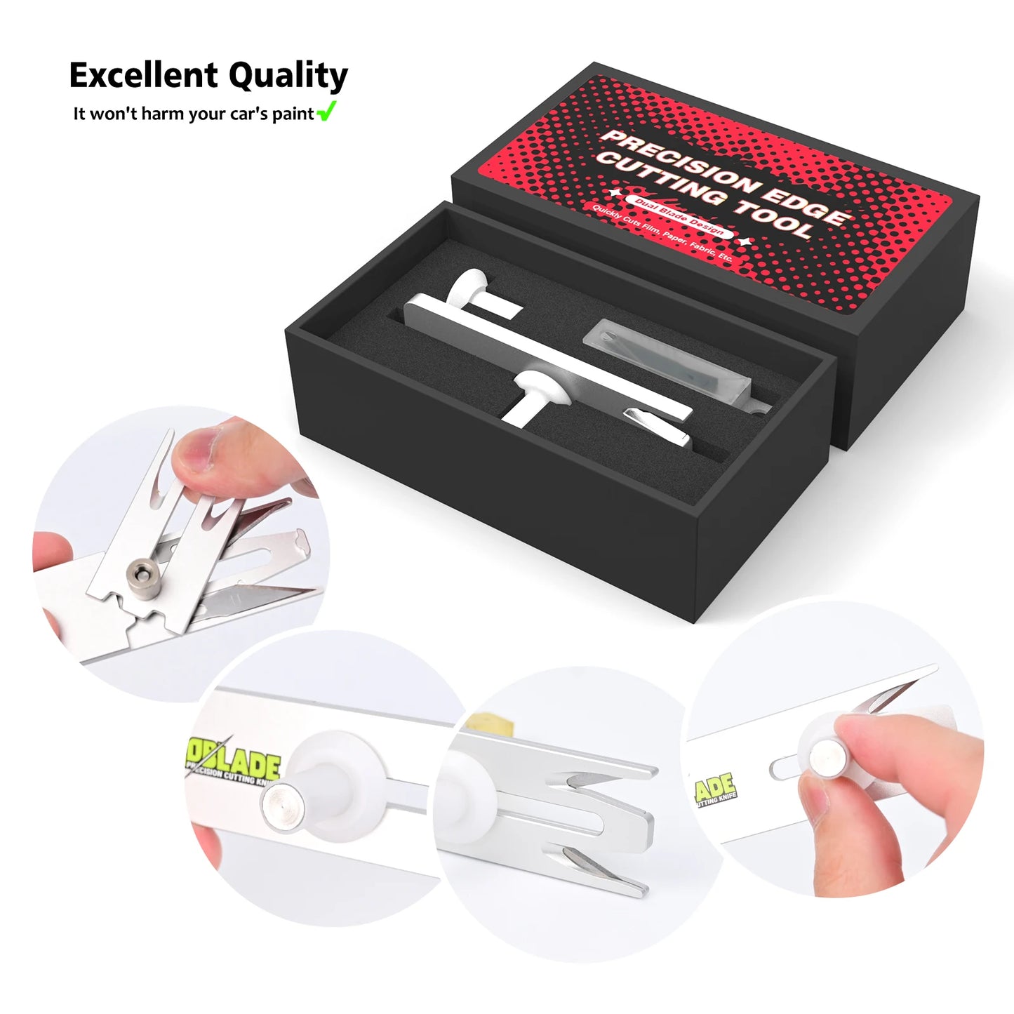 Ehdiss Dual Blade Micro Precision Cutting Tool for Car Carbon Fiber Vinyl Wraps Window Tinting Film Edge Trimming Knife