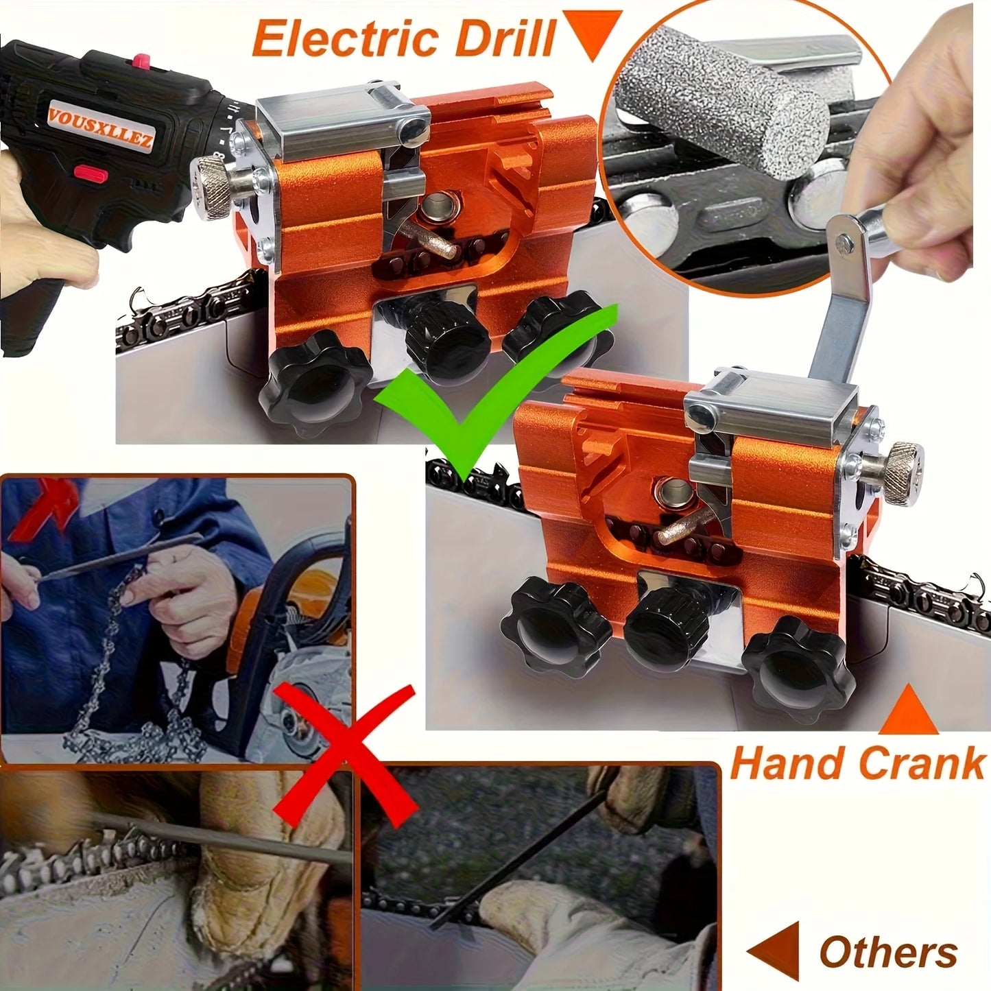 Portable Hand Chain Clamp Grinder For Chainsaw Chains Sharpening Tool