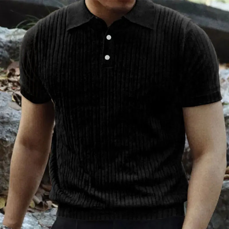 Men's Casual Knit Polo Shirt for Summer Style