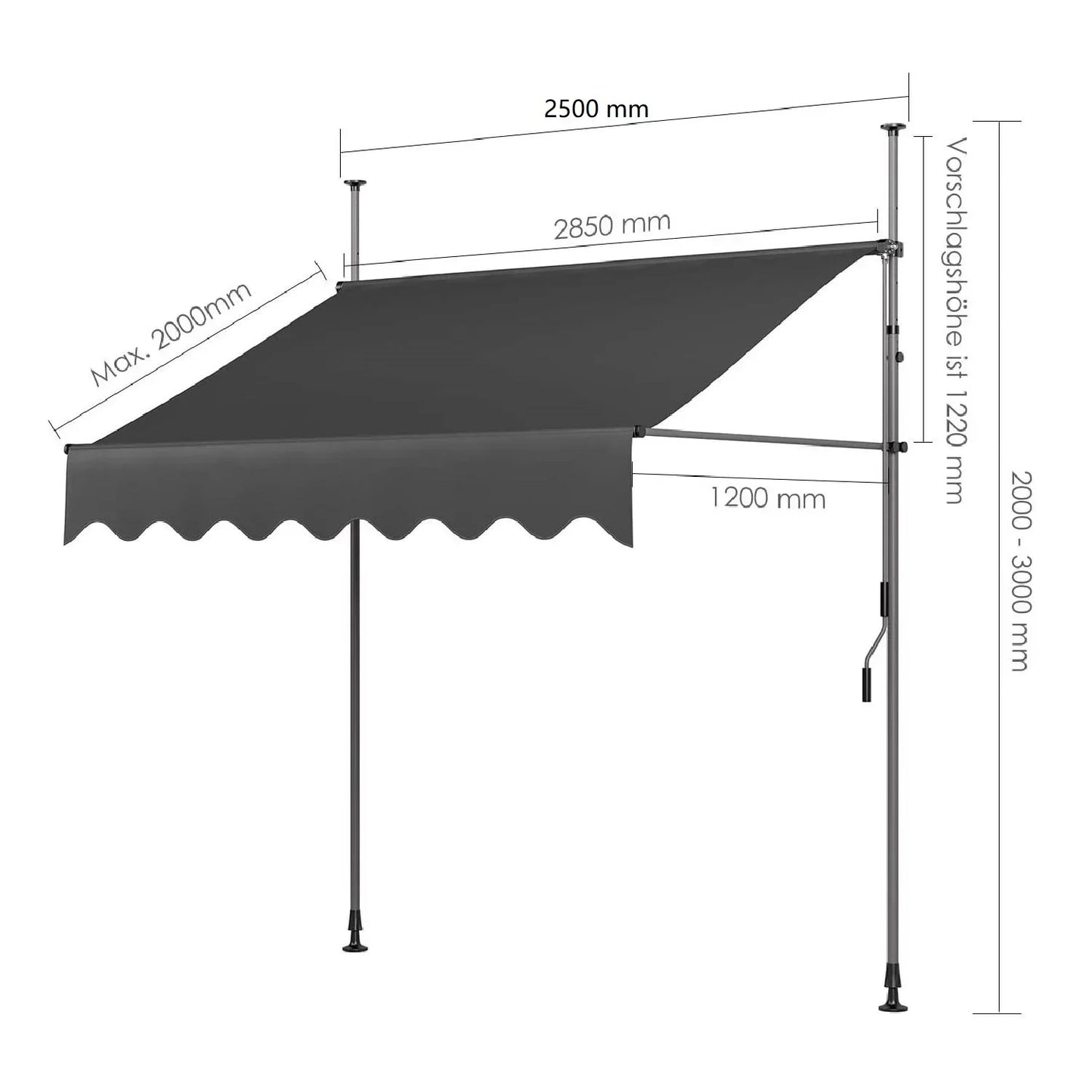 Retractable Outdoor Patio Awning Sunshade Canopy for Backyard