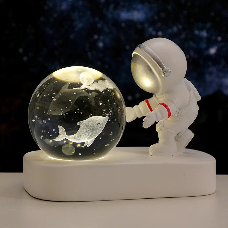 Creative 3D Astronaut Crystal Ball Night Light for Kids
