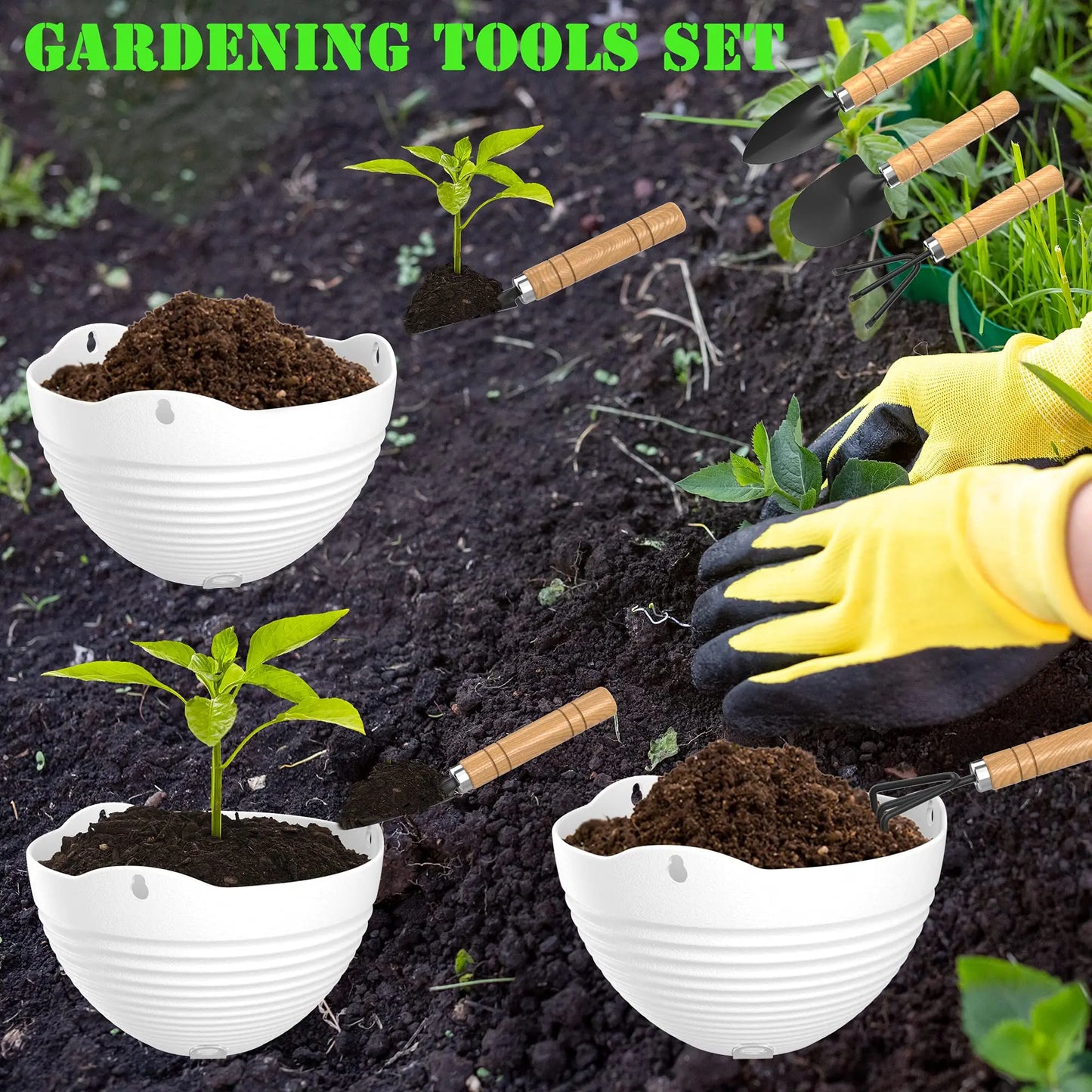 Choice 4 Pack Hanging Planters Indoor Outdoor Drain Holes