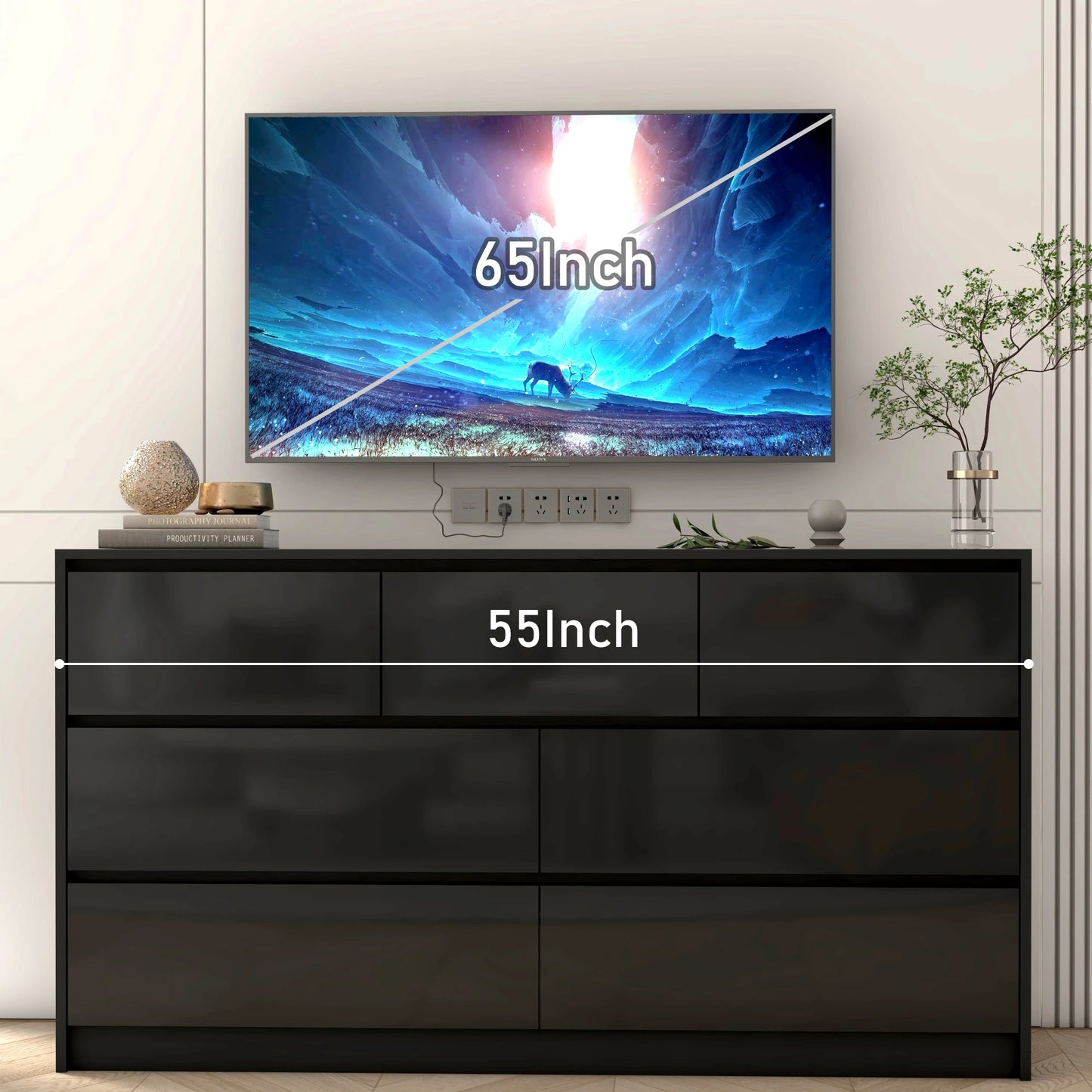 QiaoShiRen 7 Drawer Dresser Modern Wooden Chest Of Drawers