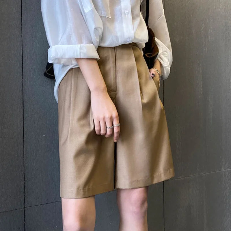 Ladies Wide Leg High Waist Office Shorts for Casual Style