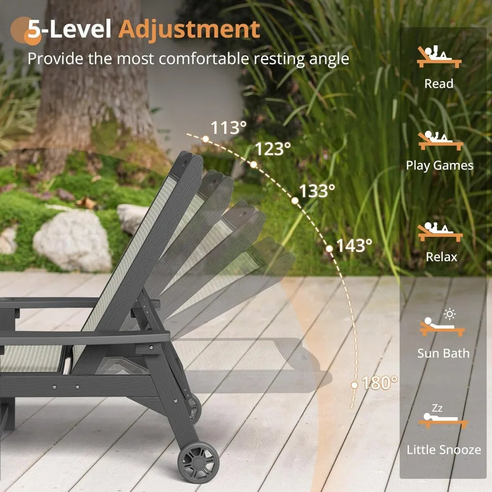 Chaise Lounge Chair HDPS HDPE With Adjustable Backrest