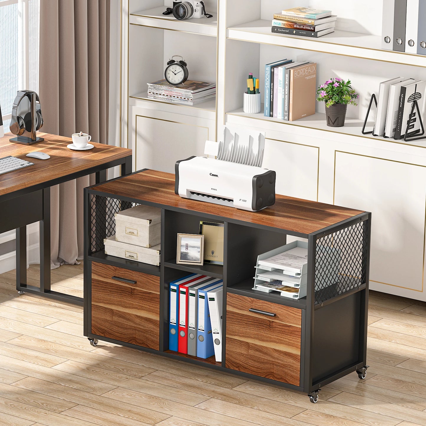 Tribesigns 2 Drawer Wood File Cabinet With Wheels Casters