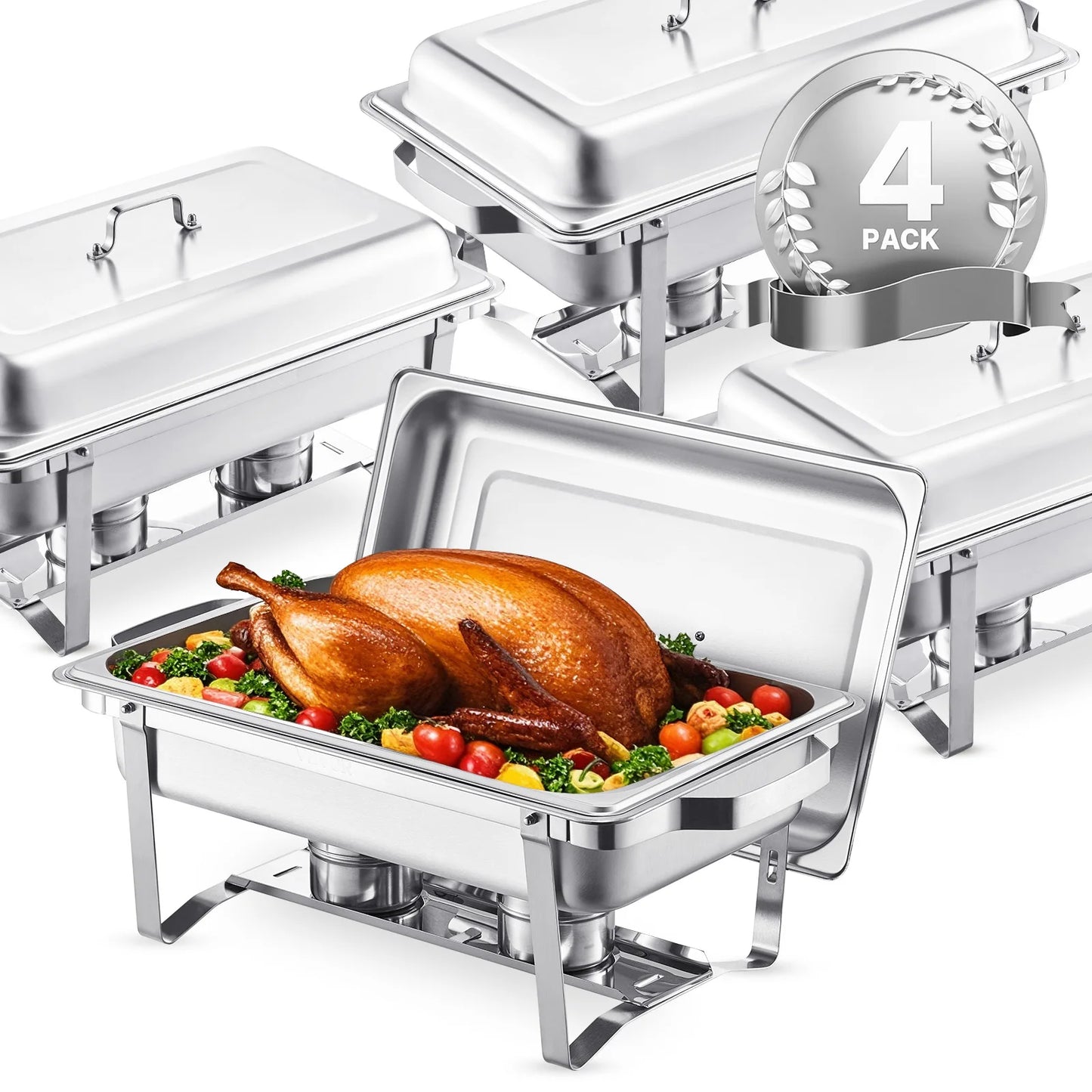 Stainless Steel Chafing Dish Buffet Set with Gold Finish for Elegant Catering