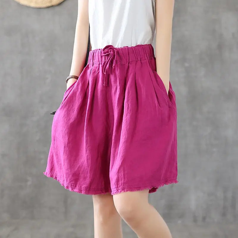 RankSweet Women Cotton Bermuda Knee Length Loose Shorts