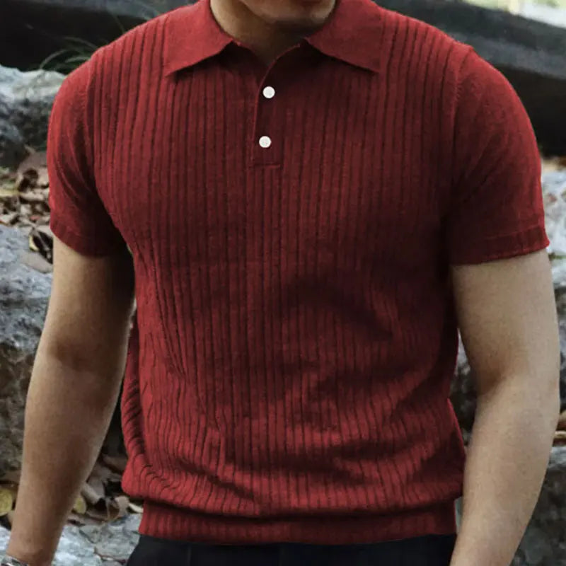 Men's Casual Knit Polo Shirt for Summer Style