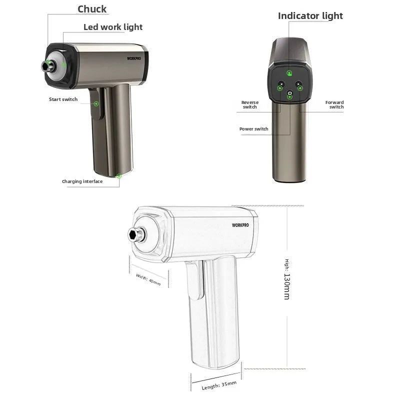 Compact Cordless Electric Screwdriver Forward And Reverse