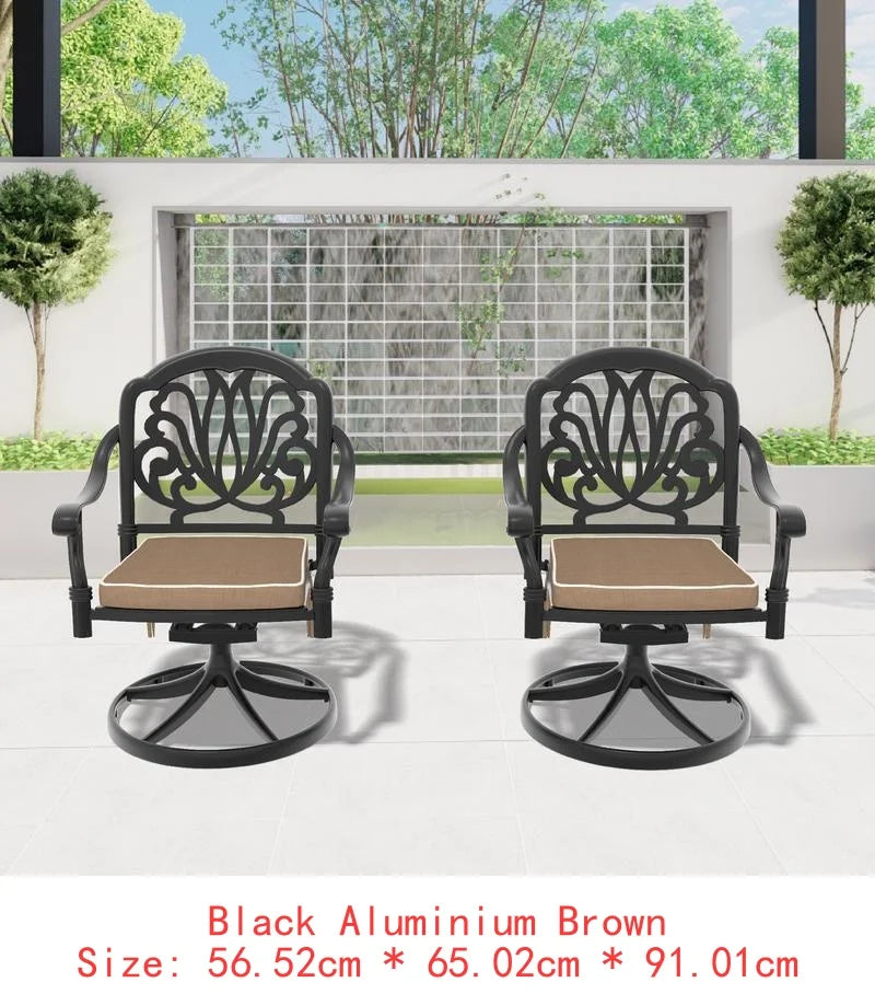 Durable Outdoor Cast Aluminum Patio Swivel Chair Set