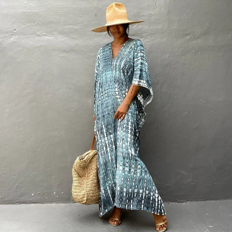 Plus Size Women Beach Coverup Casual Kaftan Swimwear Dress
