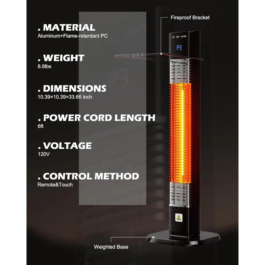 XMSJ 1500W Infrared Patio Heater With Remote 24H Timer