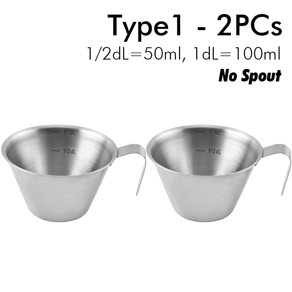 Stainless Steel Espresso Measuring Cup with Handle and Spout