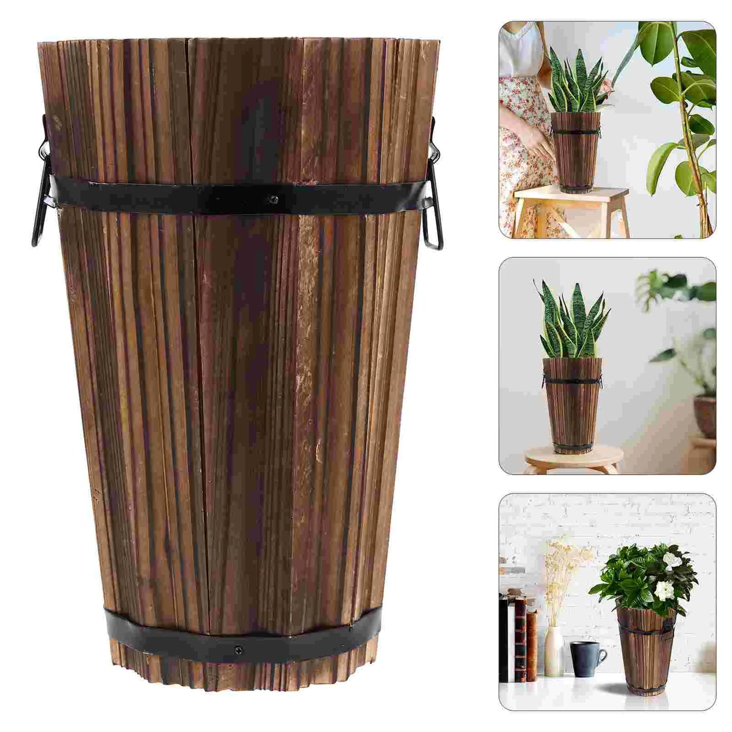 Choice Wooden Planter Retro Design Flowerpot For Garden