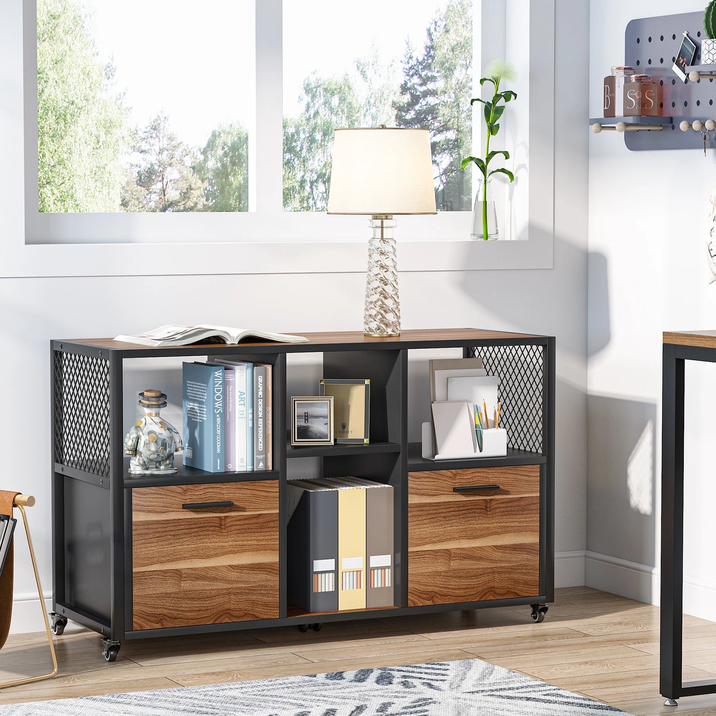 Tribesigns 2 Drawer Wood File Cabinet With Wheels Casters