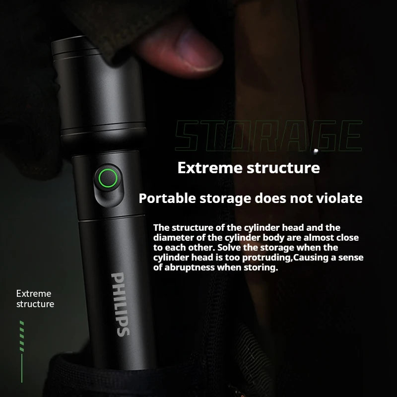Philips LED Rechargeable Flashlight for Outdoor Adventures and Safety