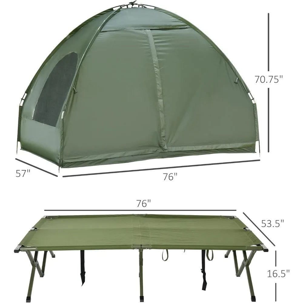 Foldable Camping Cot with Tent and Air Mattress Combo Set