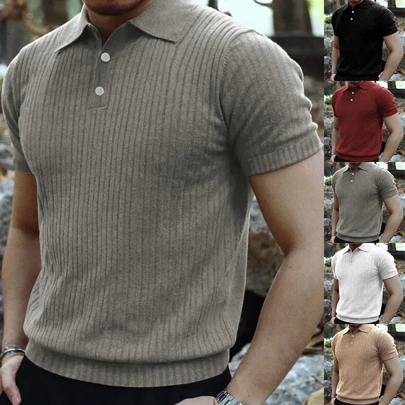 Men's Casual Knit Polo Shirt for Summer Style