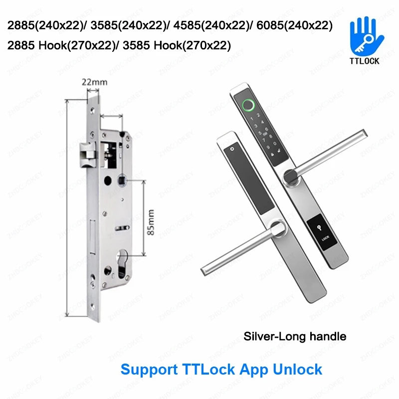 ZhdCookey Electronic Door Lock APP Remote Unlock Waterproof Fingerprint IC Card Password Aluminum Alloy Sliding Door Smart Lock
