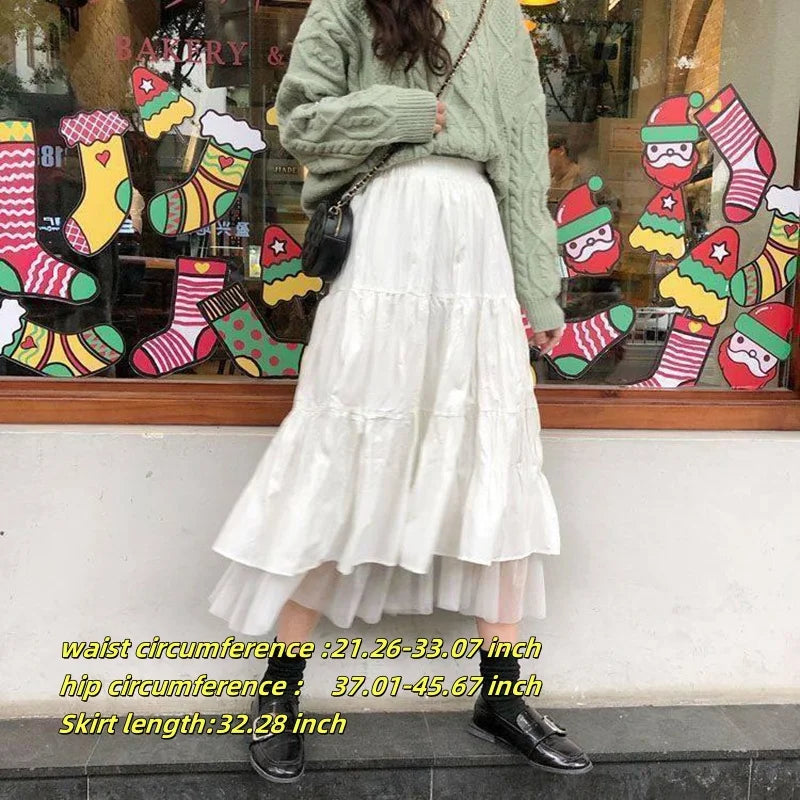 Chic Vintage A-Line Skirt for Women with Ruffle Detail