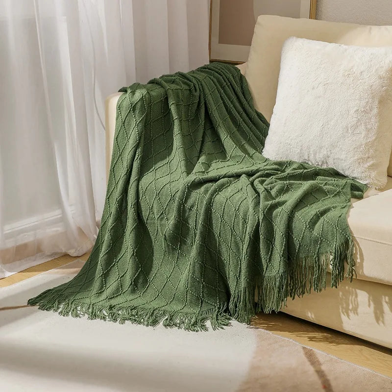 Nordic Stripes Throw Blanket Sofa Cover Bed End Towel Bedroom Decoration Leisure Soft Shawl Warm Boho Decor Bedspread