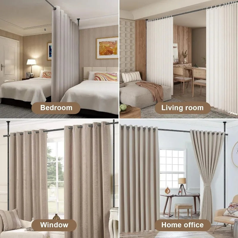 Heavy Duty No Drill Room Divider Curtain Rod System