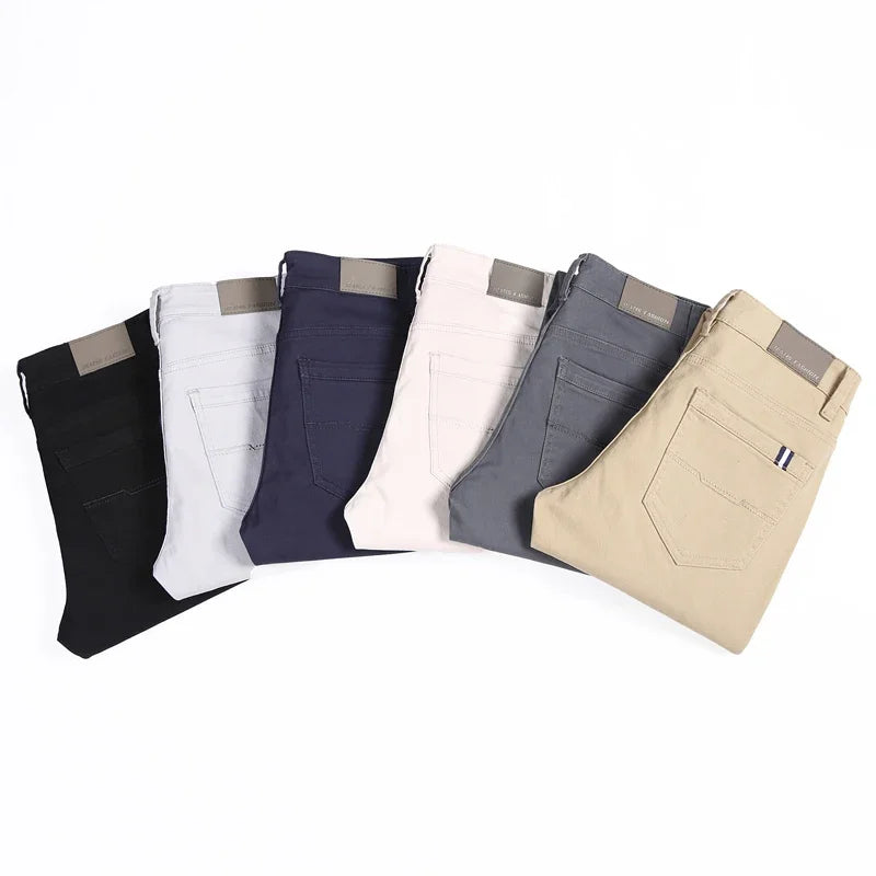 Men's Cotton Elastic Slim Jeans by NoEnName
