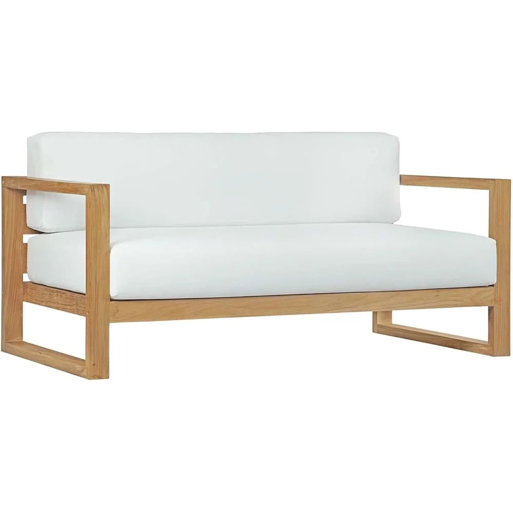 Teak Wood Outdoor Patio Sofa Loveseat with Cushions