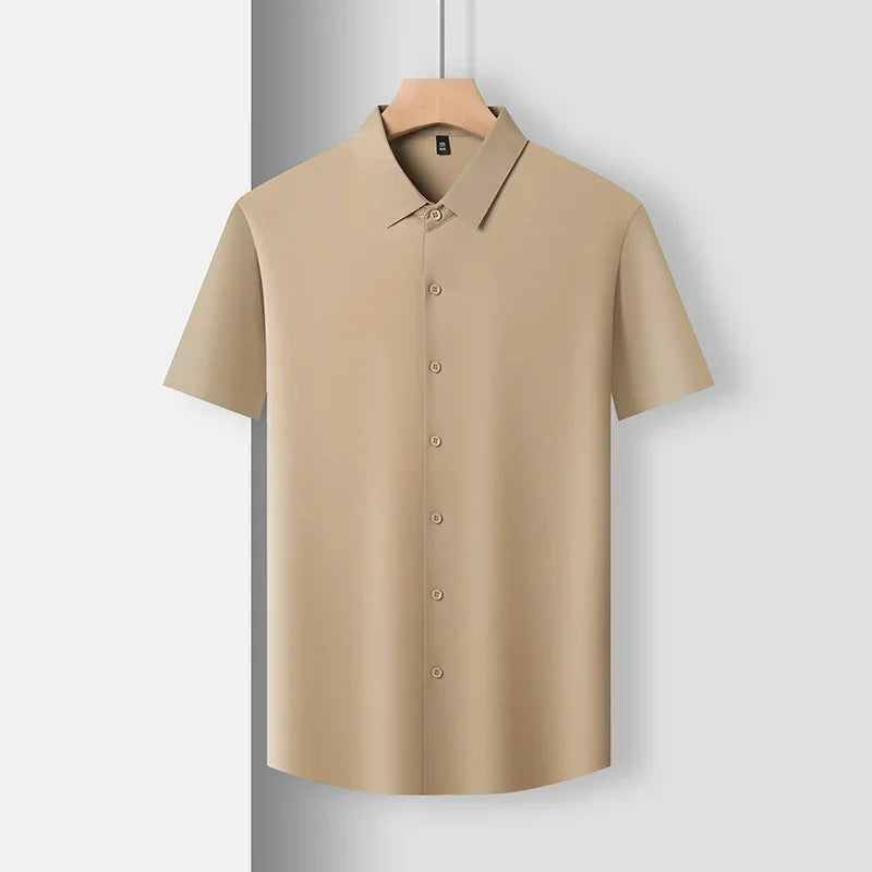 Men's Business Casual Short Sleeve Solid Color Shirt