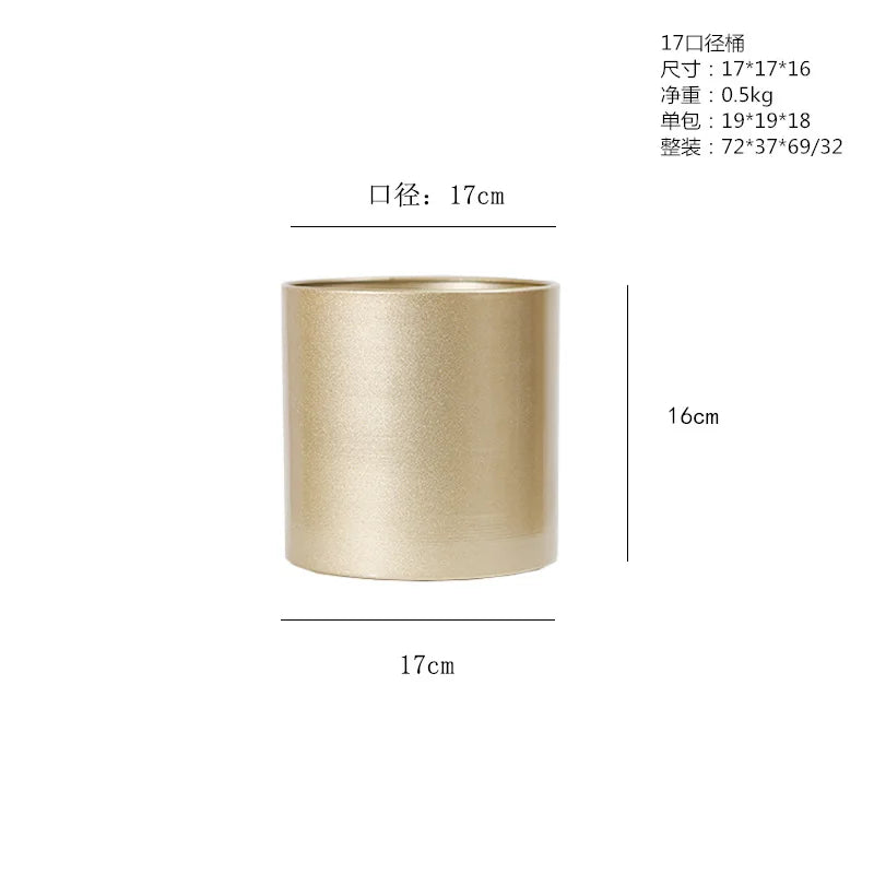 Creative Cylindrical Metal Flower Pot For Home Decoration