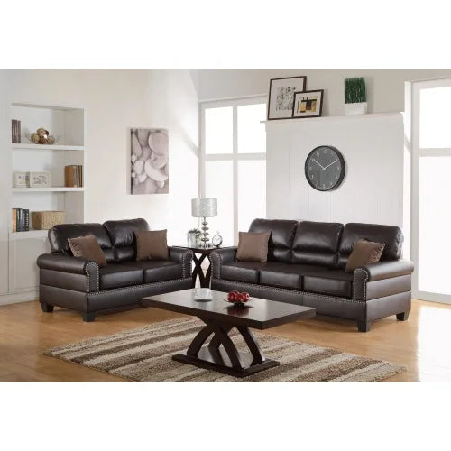 TODRANI Living Room Sofa Set Faux Leather Tufted Cushions