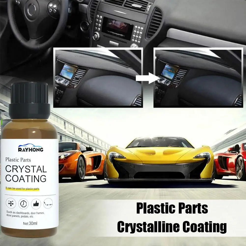 30ml Crystal Coating Refurbish Agent for Plastics Parts With Sponge Long Duration Universal Plastics Restorer Car Accessories
