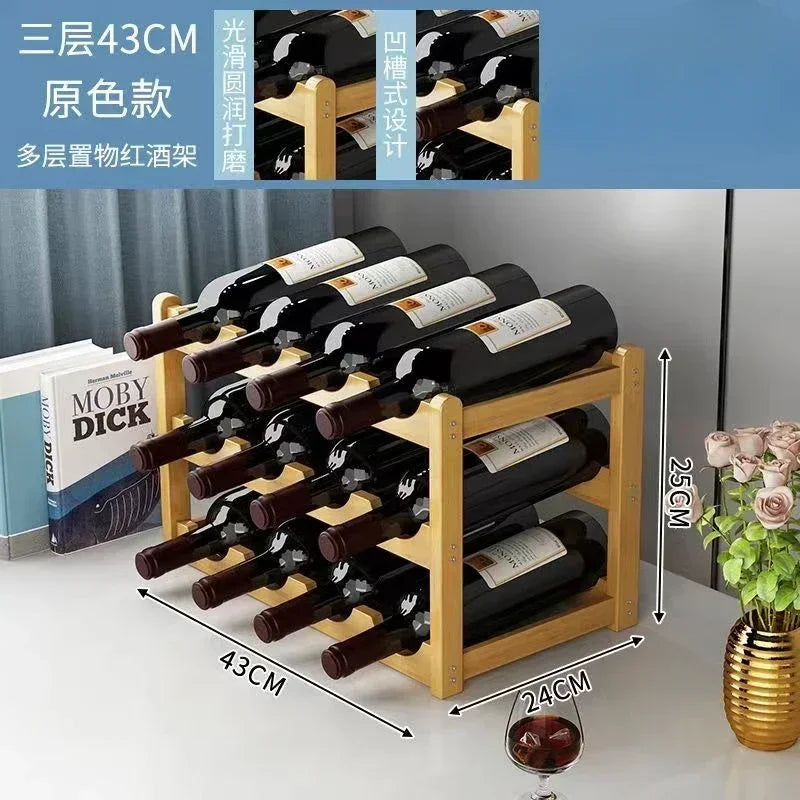 Wooden Wine Rack Display Grid Storage Shelf For Tabletop