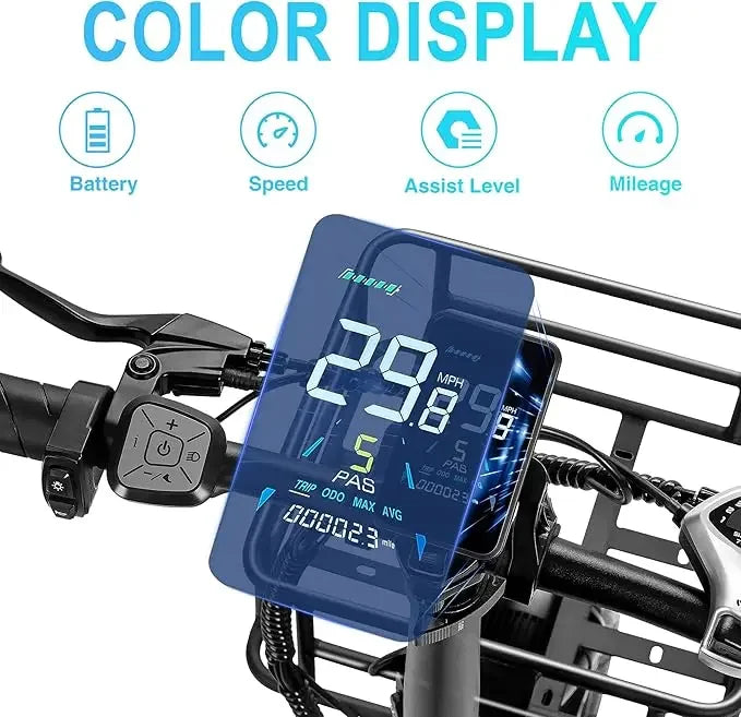 Folded Electric Bike 1000W Fat Tire Rear Seat Front Basket