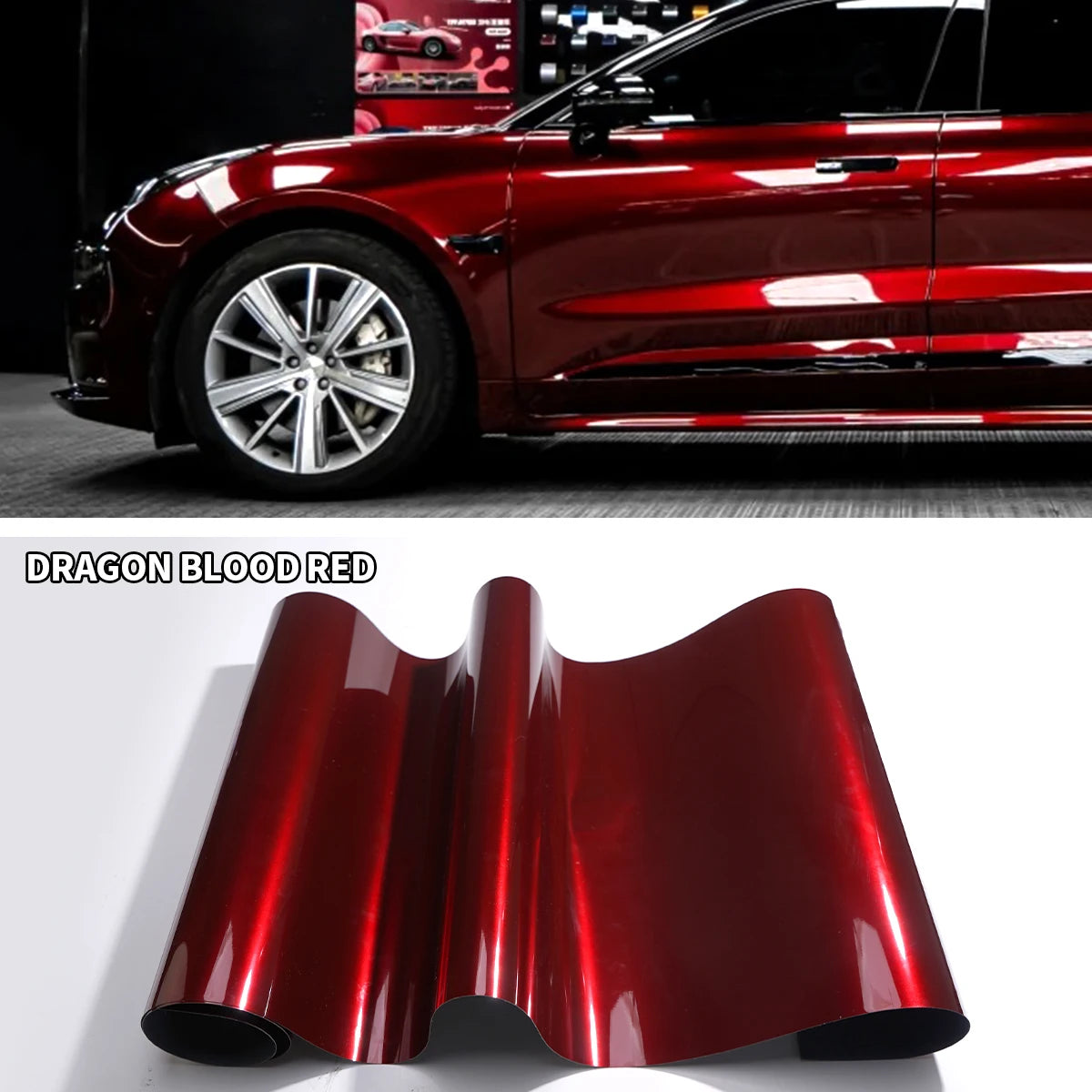 Liquid Metallic Dragon Blood Red Car Vinyl Wrap Film Scratch Resistant DIY Decor Stickers for Car and Motorcycle Wrap