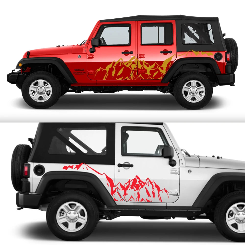 Car Side Stickers For Jeep Wrangler JK JL TJ YJ Mountains Model Vinyl Film Trim Decals Auto External Accessories