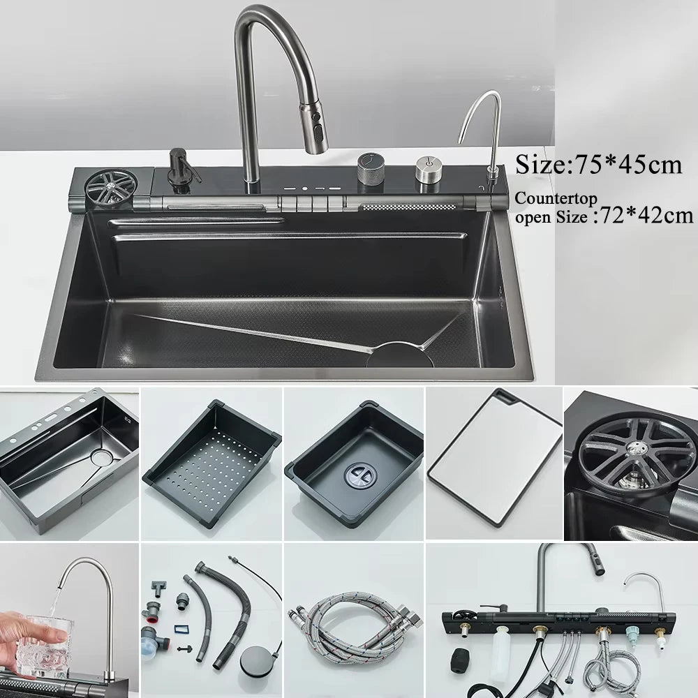 MYQualife 304 Stainless Steel Waterfall Kitchen Sink Faucet