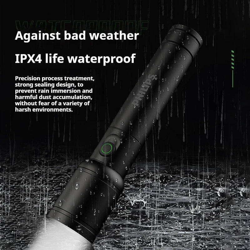 Philips LED Rechargeable Flashlight for Outdoor Adventures and Safety