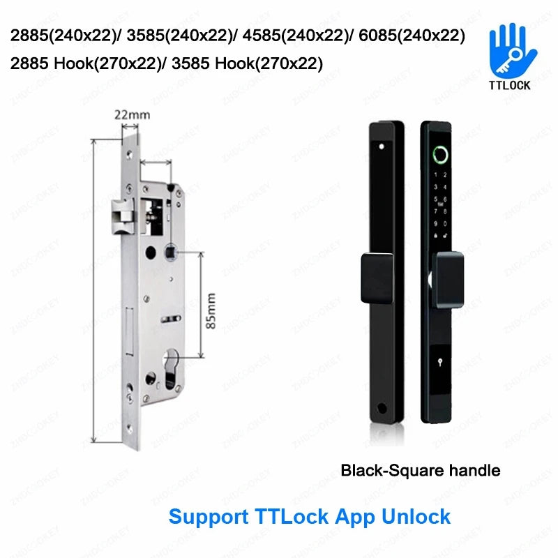 ZhdCookey Electronic Door Lock APP Remote Unlock Waterproof Fingerprint IC Card Password Aluminum Alloy Sliding Door Smart Lock