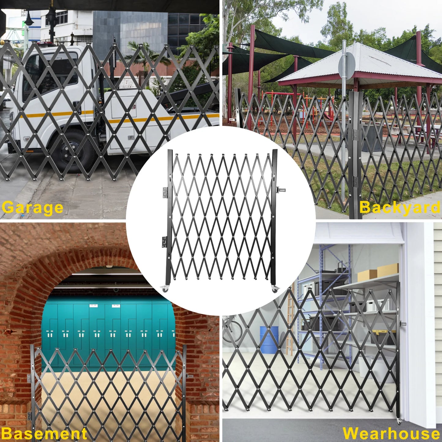 SucceBuy Single Folding Gate Steel Accordion Expanding
