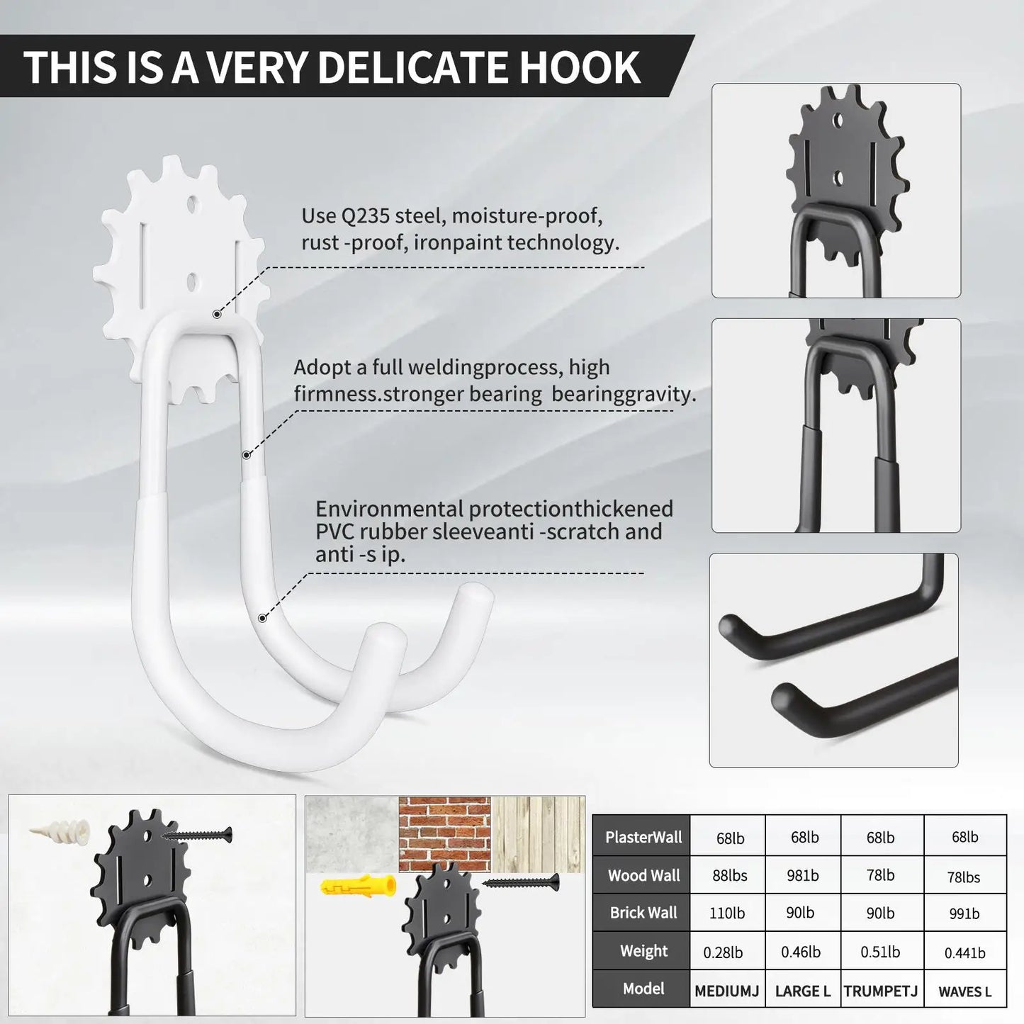 Heavy Duty Garage Hooks Set for Efficient Wall Storage