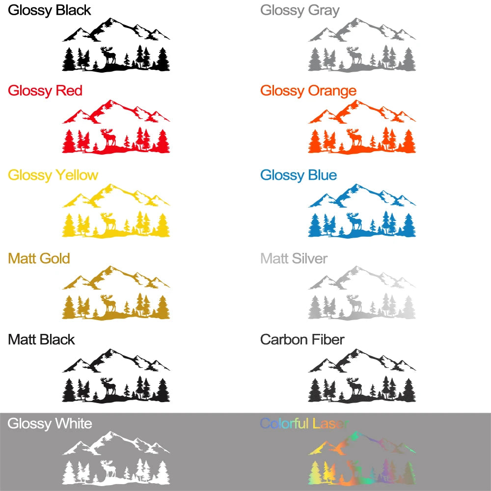 Car Stickers For Motorhome Horsebox Caravan RV Camper Van Outdoor Graphics Moose Trees Forest Mountain Silhouette Decal